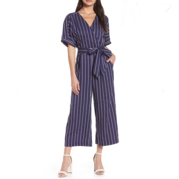 Chelsea 28 - Stripe Jumpsuit - Navy Size 4 - Picture 1 of 12